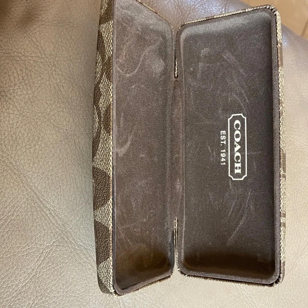 Coach Signature Brown prescription glassware case, gentle used